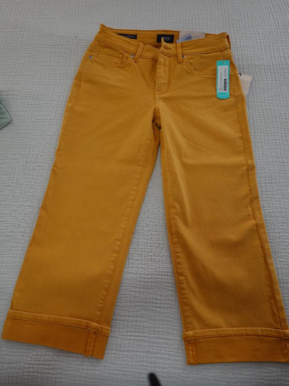 New With Tags - NYDJ Marilyn Cropped Capri, Mustard color, size 2